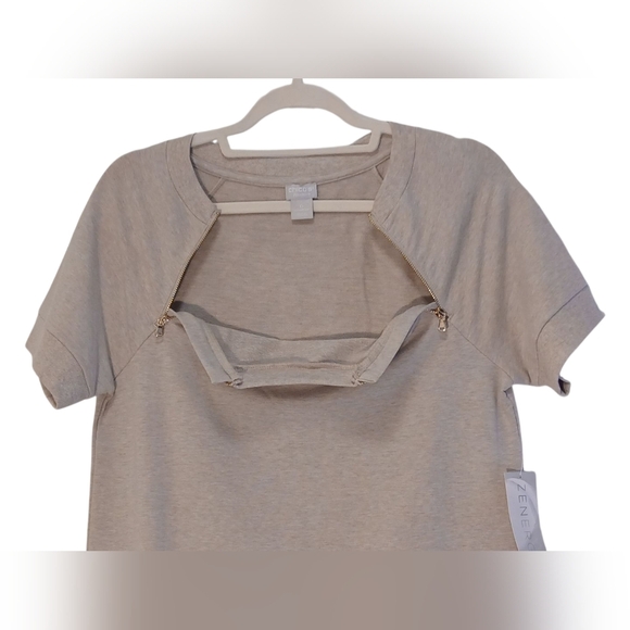 Chico's Zengery- NWT, Tan Shift Dress, Pockets, Working Zipper Accents, Slits, - Picture 5 of 12